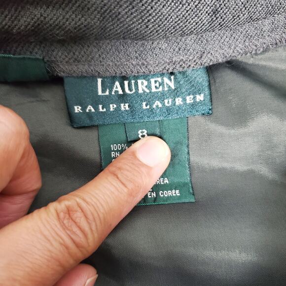 Lauren Ralph Lauren Gray Wool Long Skirt Midi Plaid Striped Classic Workwear Sz8 - Picture 7 of 9